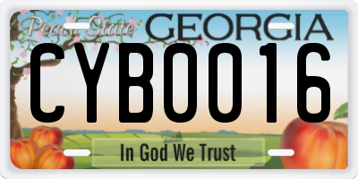GA license plate CYB0016