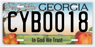 GA license plate CYB0018