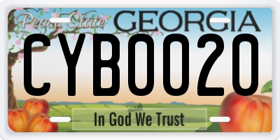 GA license plate CYB0020