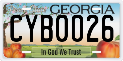 GA license plate CYB0026