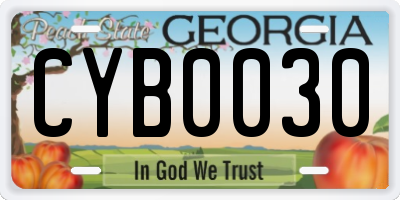 GA license plate CYB0030