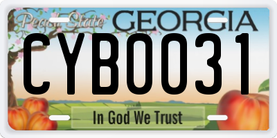 GA license plate CYB0031