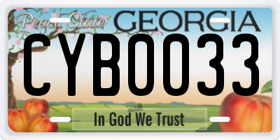 GA license plate CYB0033