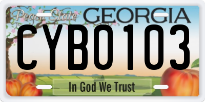 GA license plate CYB0103