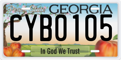 GA license plate CYB0105