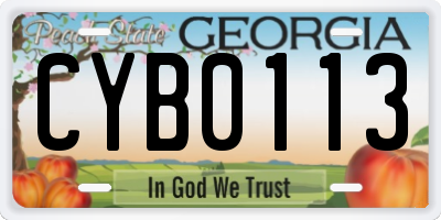 GA license plate CYB0113