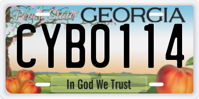GA license plate CYB0114