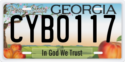 GA license plate CYB0117