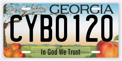 GA license plate CYB0120