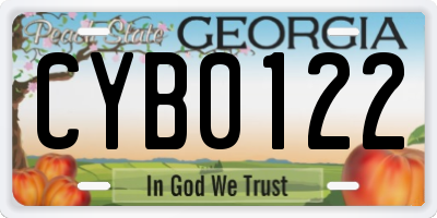 GA license plate CYB0122