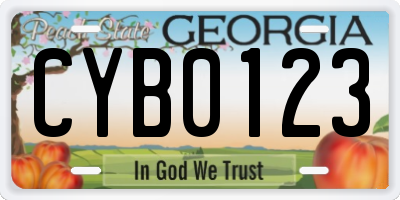 GA license plate CYB0123