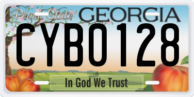 GA license plate CYB0128