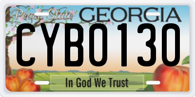 GA license plate CYB0130