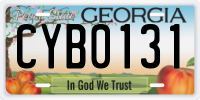 GA license plate CYB0131