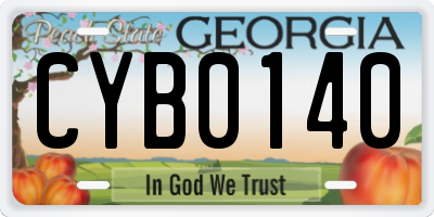 GA license plate CYB0140
