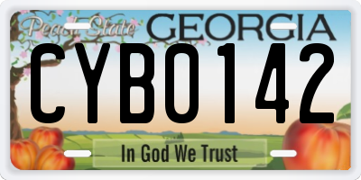 GA license plate CYB0142