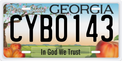 GA license plate CYB0143