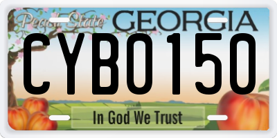 GA license plate CYB0150