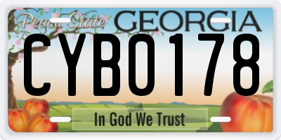GA license plate CYB0178