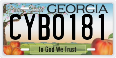 GA license plate CYB0181