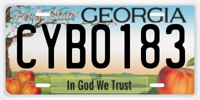 GA license plate CYB0183