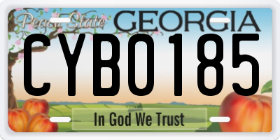 GA license plate CYB0185