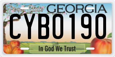 GA license plate CYB0190