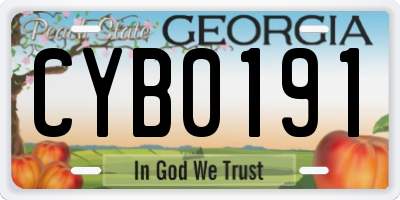 GA license plate CYB0191
