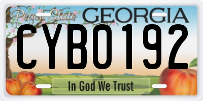 GA license plate CYB0192