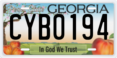 GA license plate CYB0194