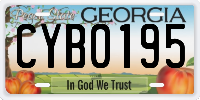 GA license plate CYB0195