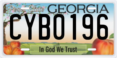 GA license plate CYB0196