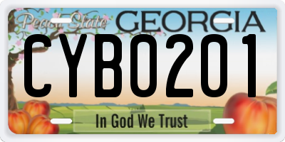 GA license plate CYB0201