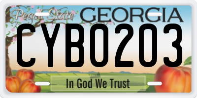 GA license plate CYB0203