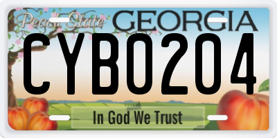 GA license plate CYB0204