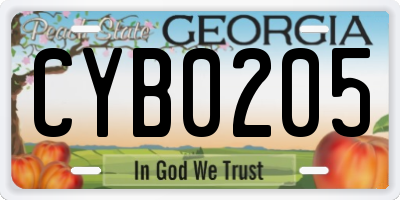GA license plate CYB0205