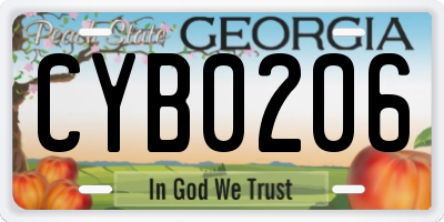 GA license plate CYB0206