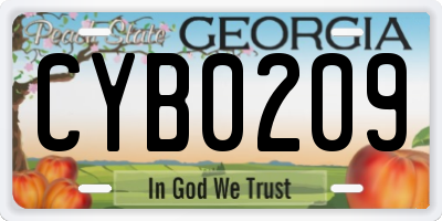 GA license plate CYB0209
