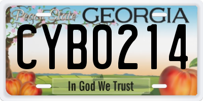 GA license plate CYB0214