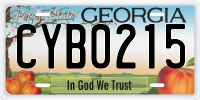 GA license plate CYB0215