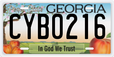 GA license plate CYB0216