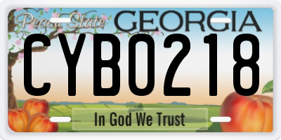 GA license plate CYB0218