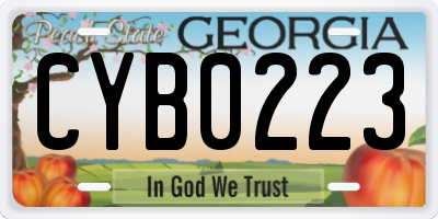 GA license plate CYB0223