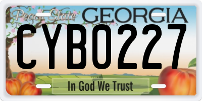 GA license plate CYB0227