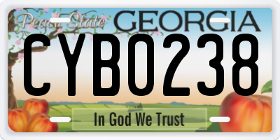 GA license plate CYB0238