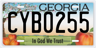GA license plate CYB0255