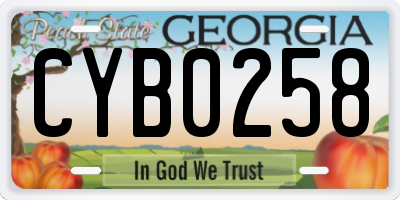 GA license plate CYB0258