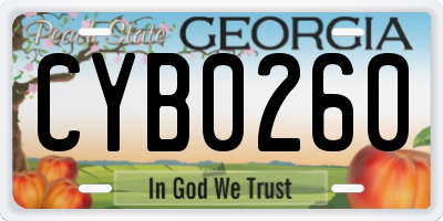 GA license plate CYB0260
