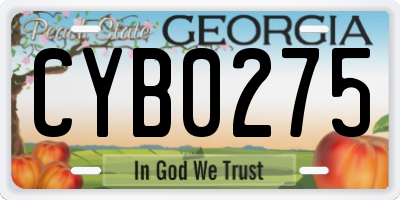 GA license plate CYB0275