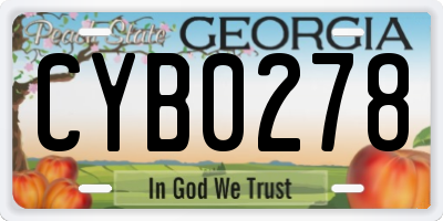 GA license plate CYB0278